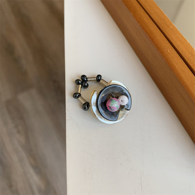 Multi-Element Vintage Beaded Ring For Women Trendy Light Luxury Minority Design