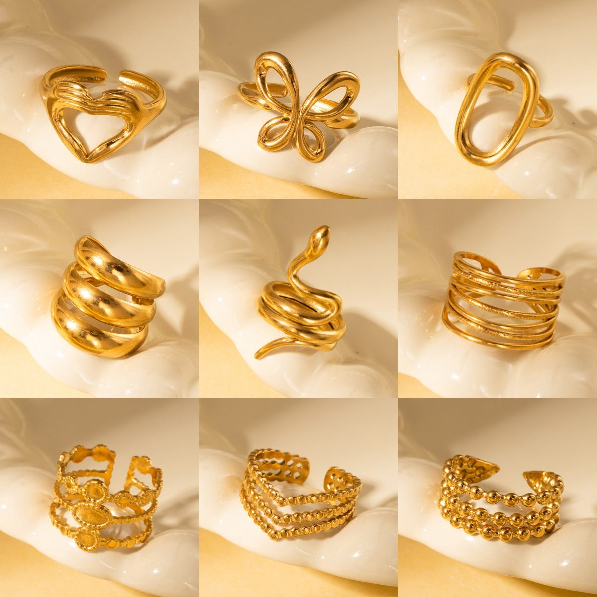 French Retro Titanium Steel Ring Golden