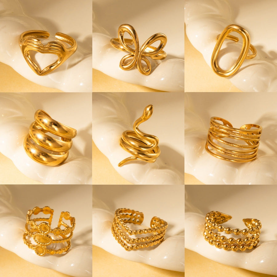 French Retro Titanium Steel Ring Golden