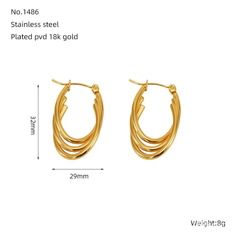 Love Butterfly Multi-layer Line Irregular Ear Studs