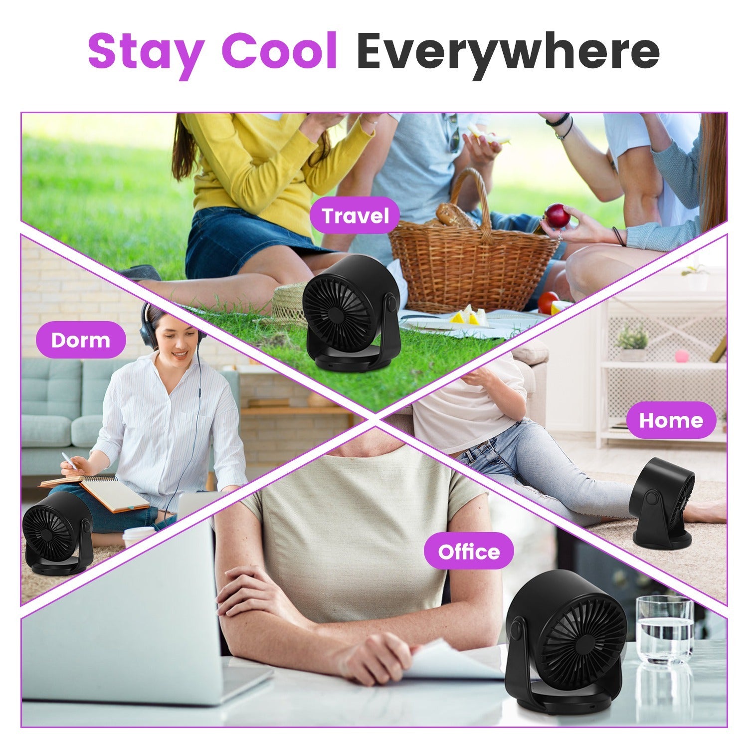 1Pc Desk Fan Battery Operated Wall Mounted Fan