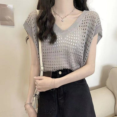 Loose Short-sleeved Sweater For Women Spring New Outerwear