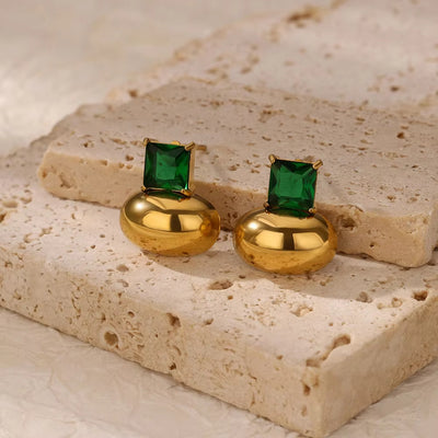 Convex Heart-shaped Inlaid Beads Light Luxury Earrings