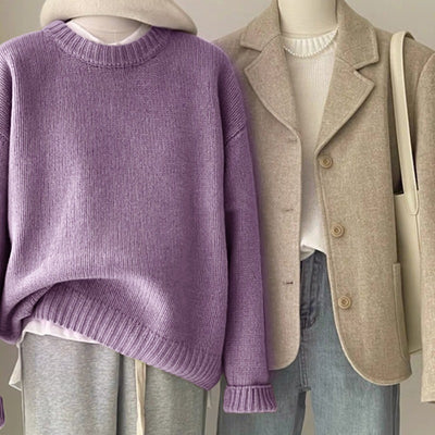 Retro Dark Green Sweater For Women Autumn And Winter Loose