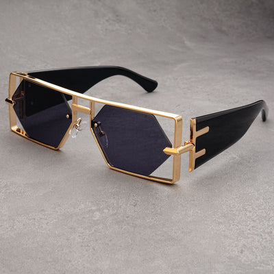 Hollow Big Square Rim Sunglasses Fashion Hip Hop