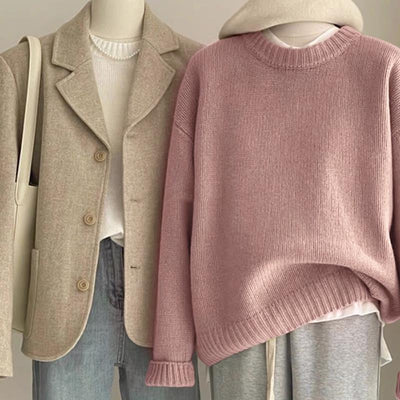 Retro Dark Green Sweater For Women Autumn And Winter Loose