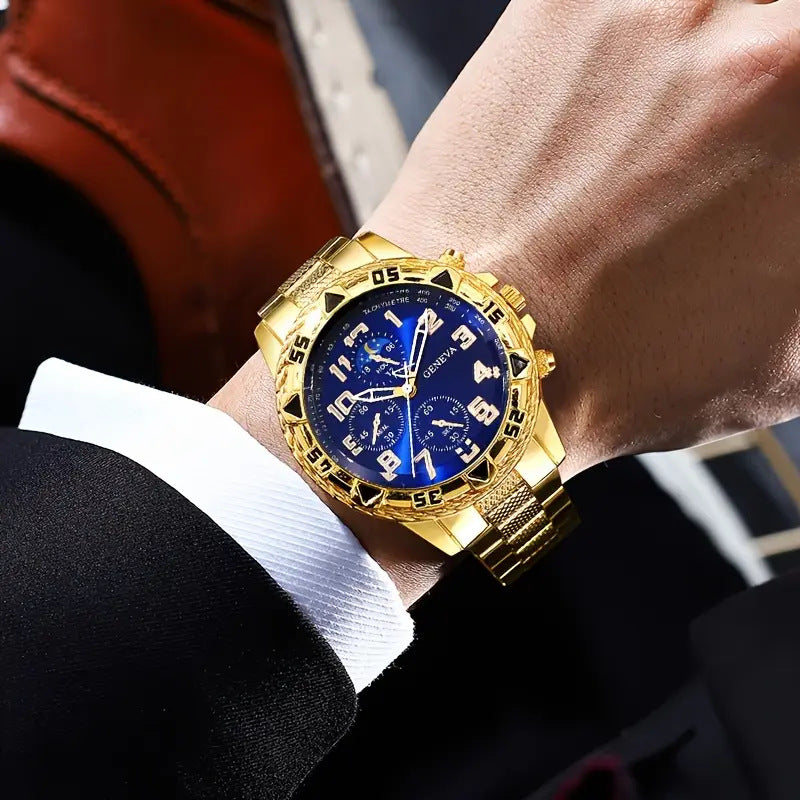 Blue Light Glass High Sense Men's Business Watch Ornament 4-piece Set