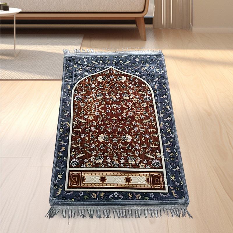 Thick Flannel Qibla Mat Convenient Stain Resistant Prayer Mat
