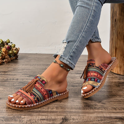 Women's Tassel Decorated Flat Sandals