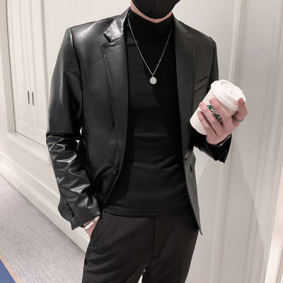 Leather Jacket Korean Slim PU Leather Jacket Jacket Men