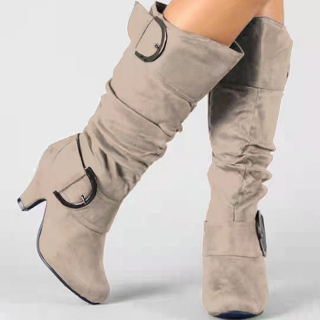 Fashion Brushed Velvet Spring And Autumn Women's Boots