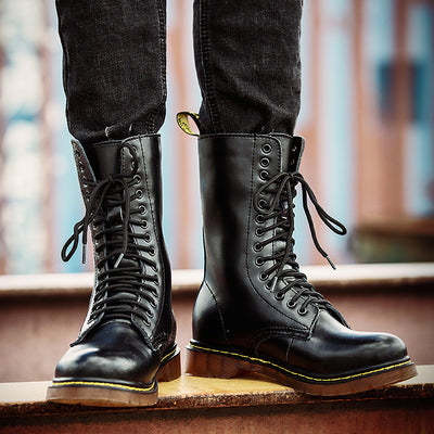 Men's Breathable Leather Cotton Shoes Lace-up