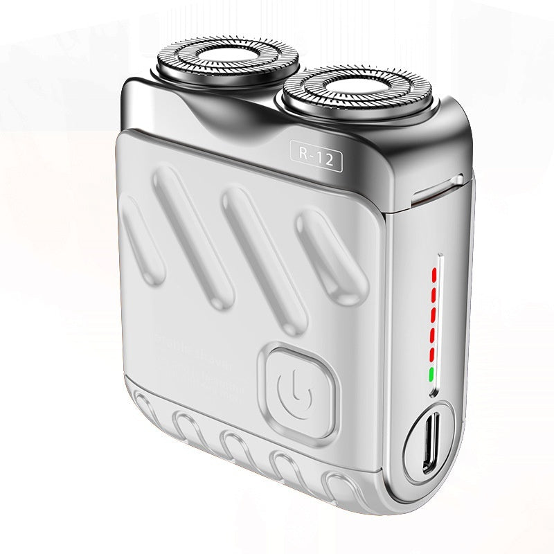 Portable Rotary Dual Ring Electric Shaver Men Travel Mini Shaver Double Floating Magnetic Blade Head Rechargeable Pocket Razors