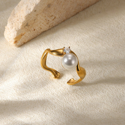 Stainless Steel Open Ring Plated 18K