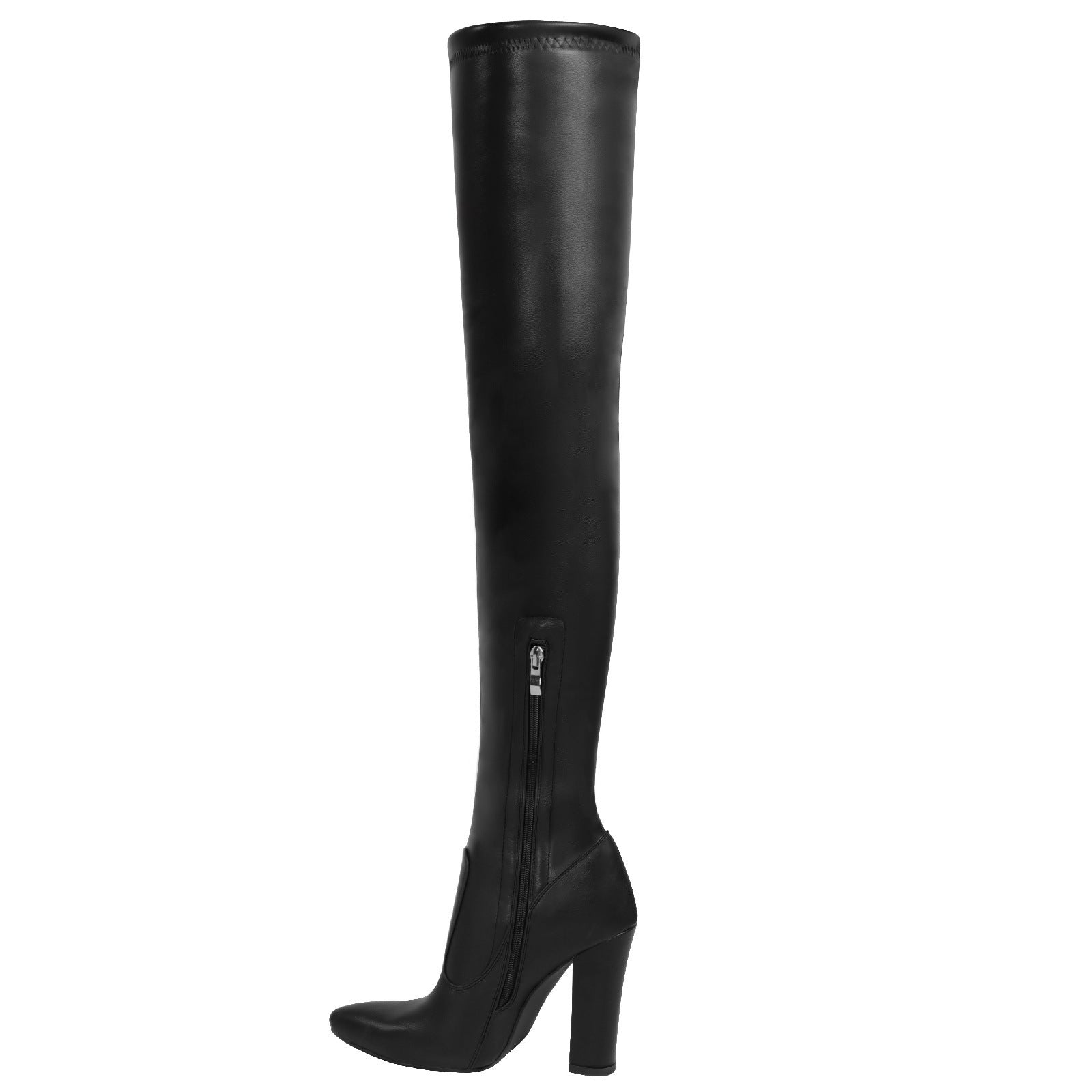 Winter NewSolid Color Pointed Thick High Heel