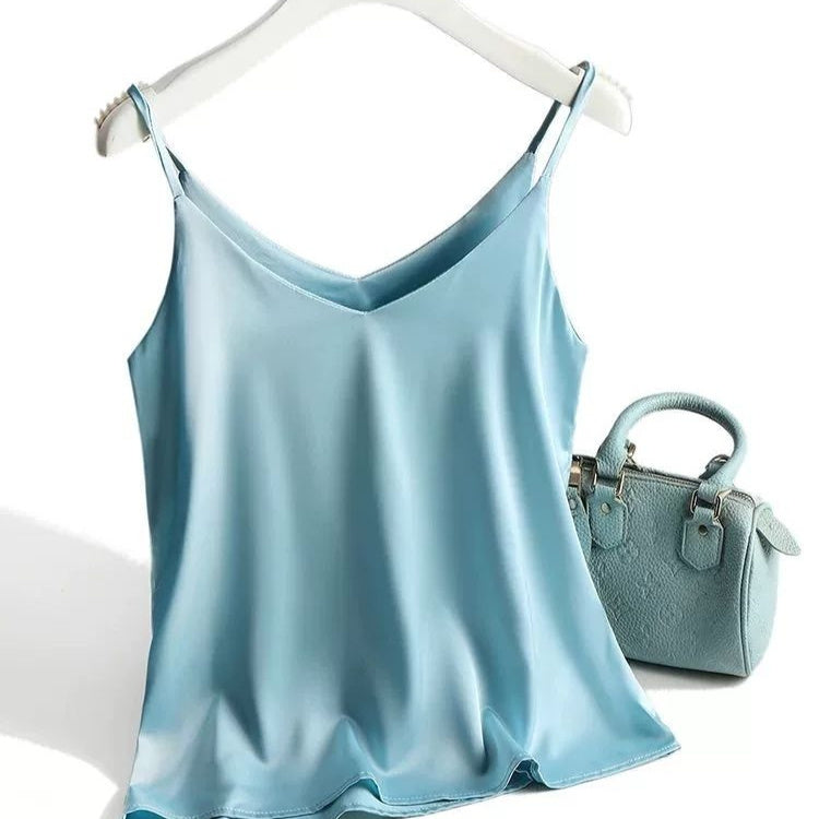 Italian Camisole Women's V-neck Brace Basic White Vest