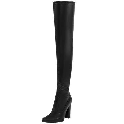 Winter NewSolid Color Pointed Thick High Heel