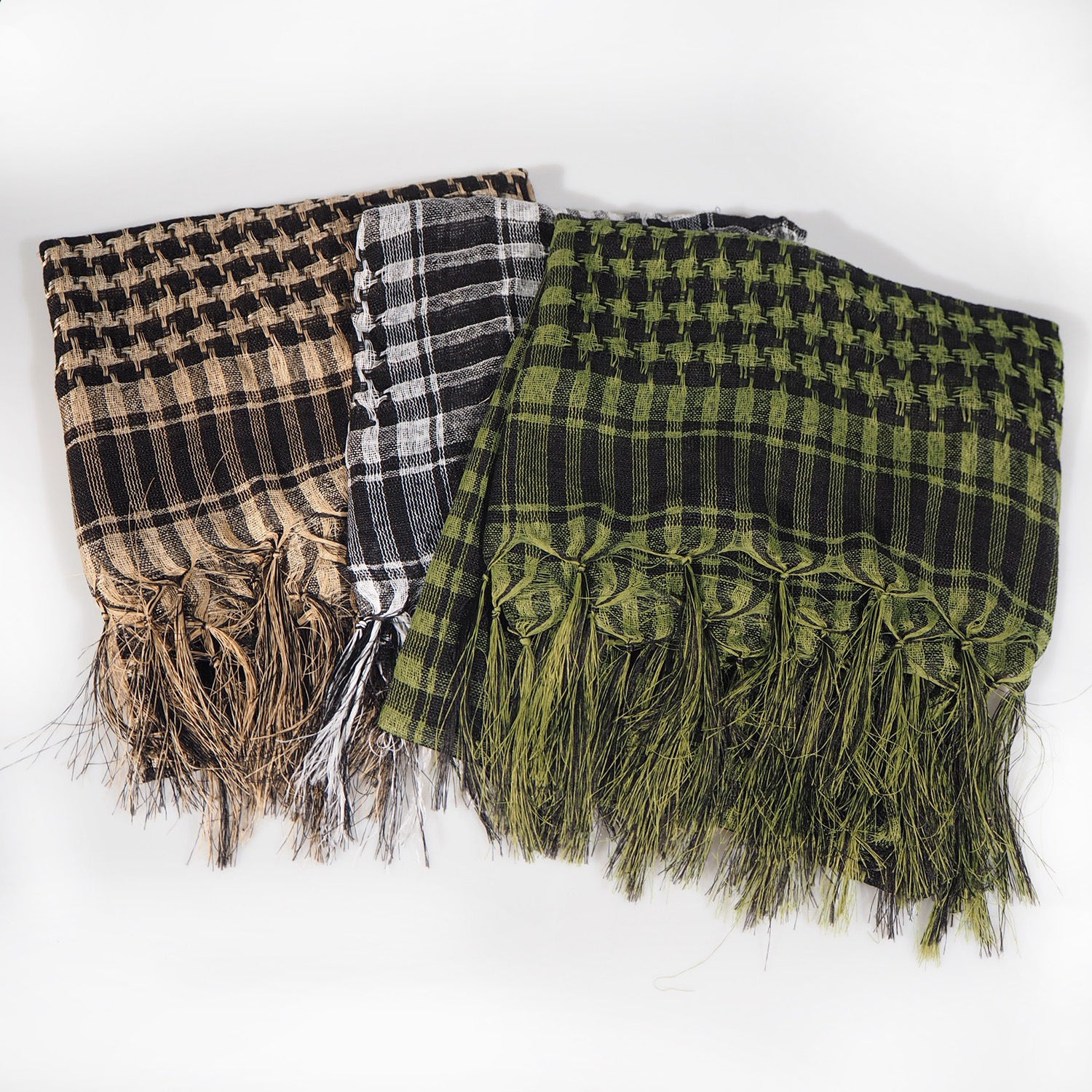Network Silk Houndstooth Square Keffiyeh Military Fans Tactical Tassel Desert Scarf