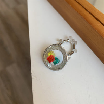 Multi-Element Vintage Beaded Ring For Women Trendy Light Luxury Minority Design
