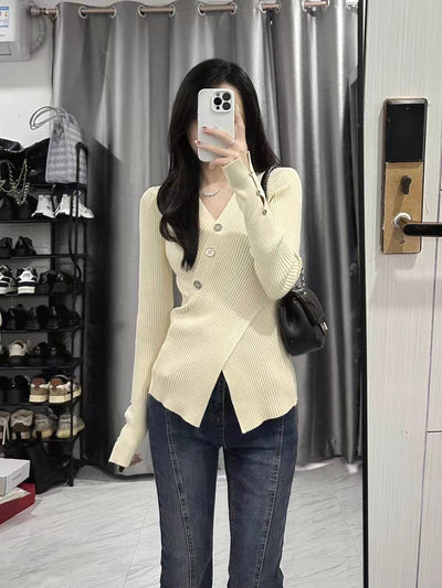 V-neck Pullover Design Sense Slimming Inner Autumn Sweater