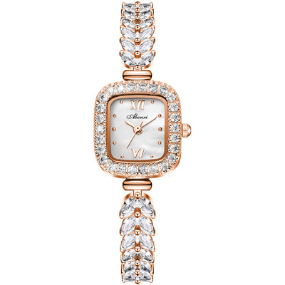 Temperament And Fully-jewelled Quartz Small Golden Spike Small Square Plate Watch