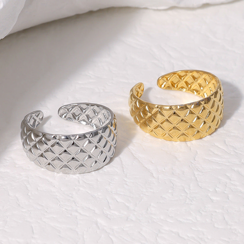 Diamond Plaid Vintage Stainless Steel Ring