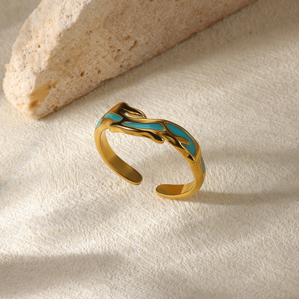 Stainless Steel Open Ring Plated 18K
