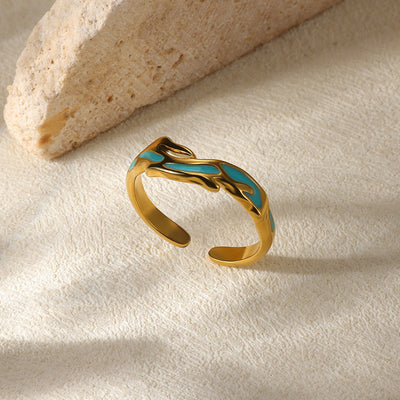 Stainless Steel Open Ring Plated 18K