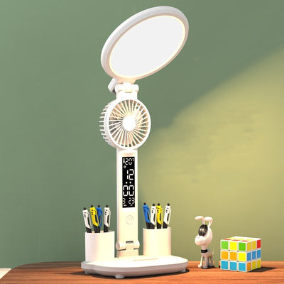 LED Clock Table Lamp USB Chargeable Dimmable Desk Lamp