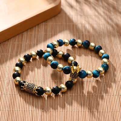 Crown Bracelet Copper Micro-inlaid Zircon Tiger Eye Stone Agate