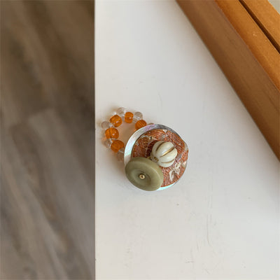 Multi-Element Vintage Beaded Ring For Women Trendy Light Luxury Minority Design