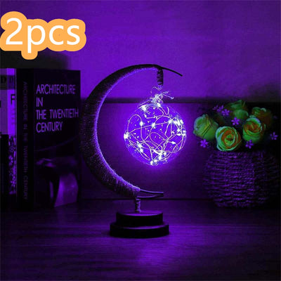 Led Moon Light Wrought Iron Ornament