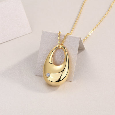 Evening Love - A Fashionable And Trendy Diamond Pendant Necklace Set With Moissanite S925 Sterling Silver And Gold Plating