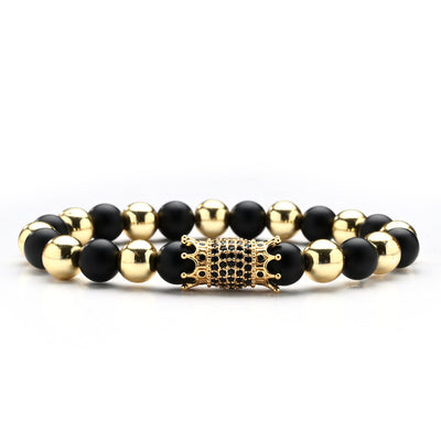 Crown Bracelet Copper Micro-inlaid Zircon Tiger Eye Stone Agate