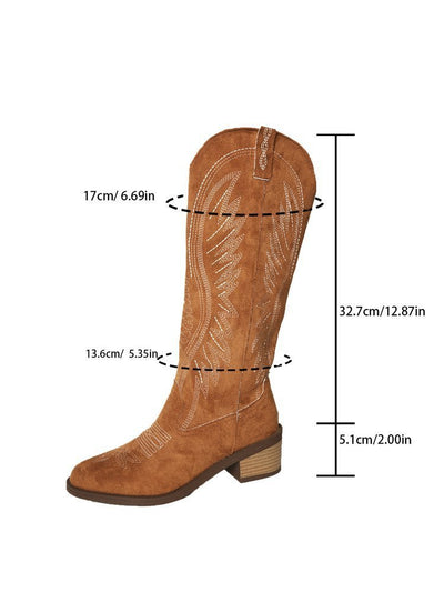 Plus Size Vintage Embroidered V Cut Martin Boots