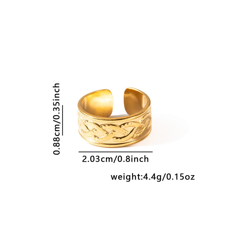 French Retro Titanium Steel Ring Golden