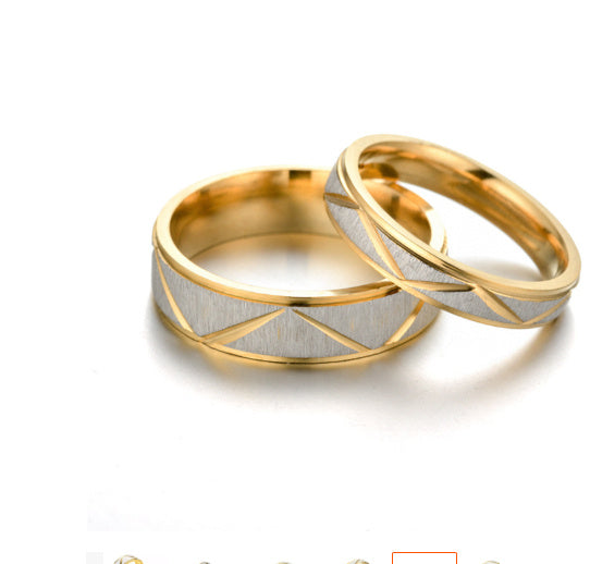 Titanium steel couple ring 24K gold stainless steel ring
