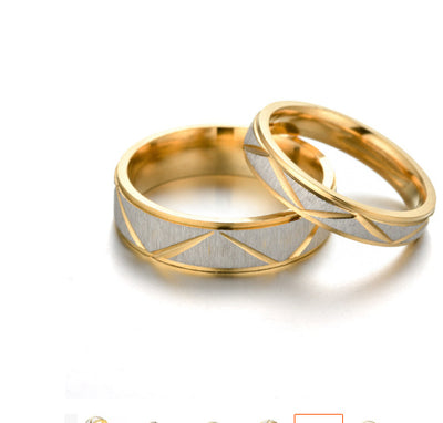 Titanium steel couple ring 24K gold stainless steel ring