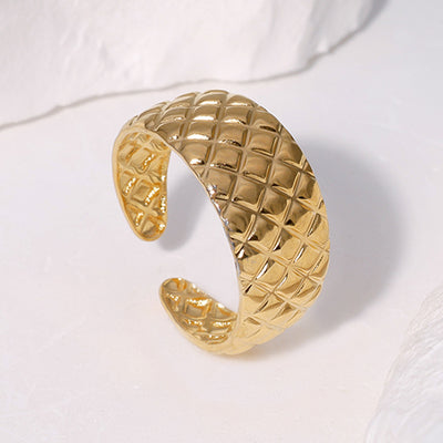 Diamond Plaid Vintage Stainless Steel Ring