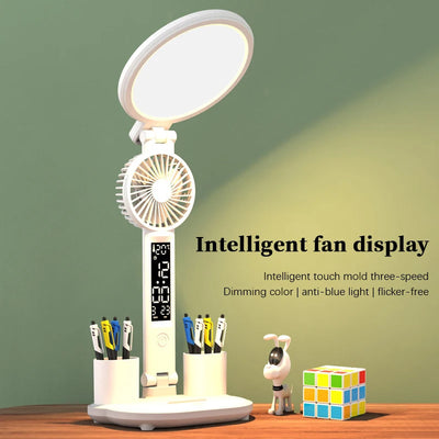 LED Clock Table Lamp USB Chargeable Dimmable Desk Lamp