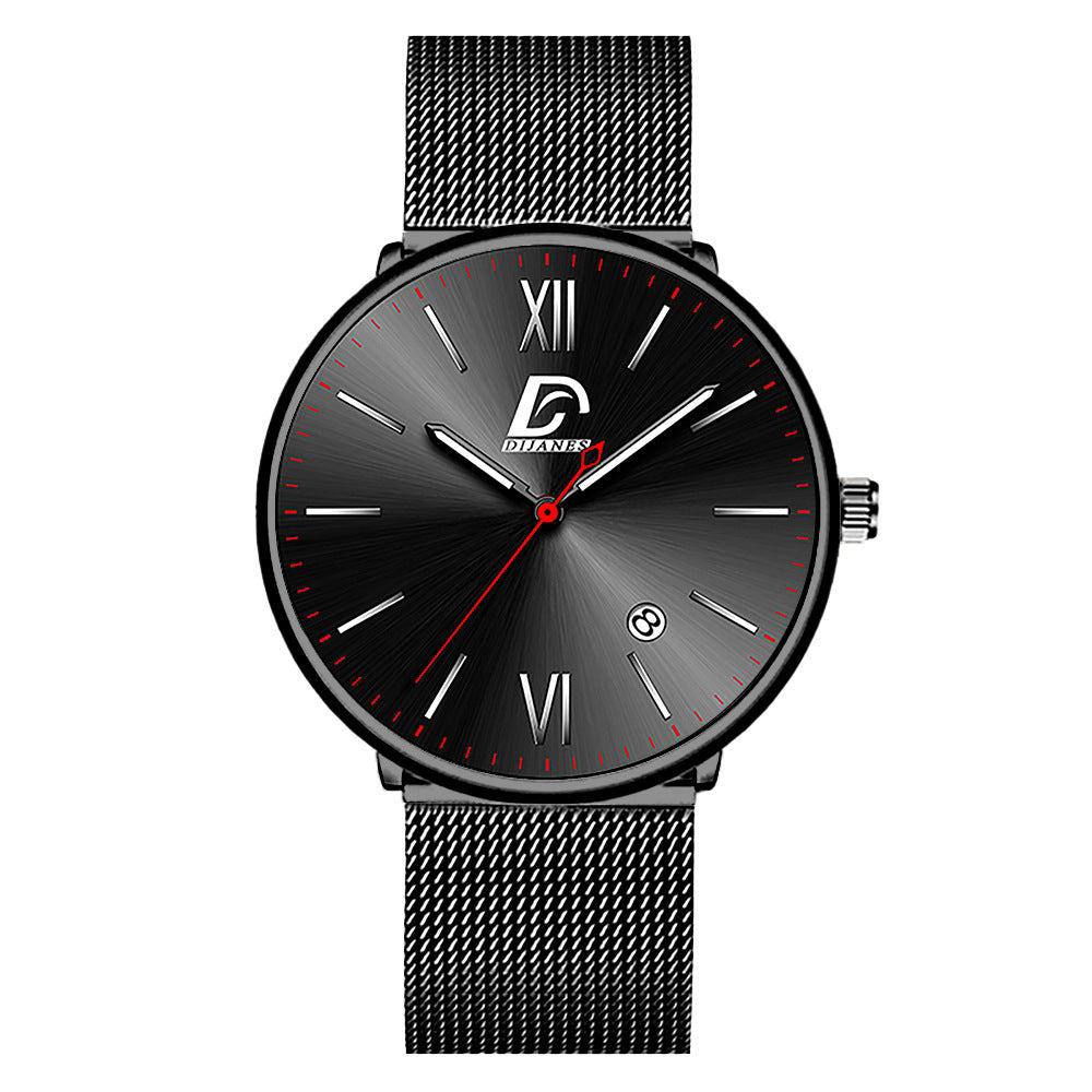 Men's Stainless Steel Calendar Watch Korean Version