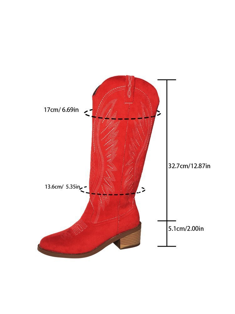 Plus Size Vintage Embroidered V Cut Martin Boots