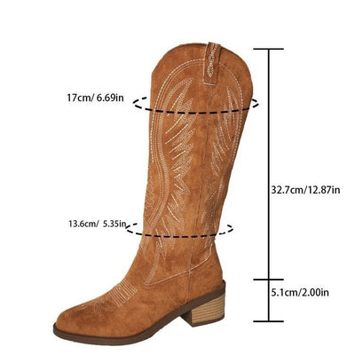 Plus Size Vintage Embroidered V Cut Martin Boots