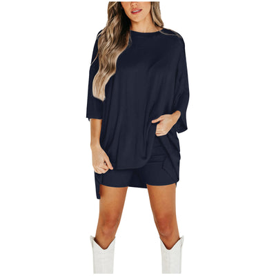 Summer Shorts Suit Fashion Loose Short-sleeved T-shirt And Slim Tight Pants Women's Clothing